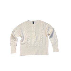 Magaschoni white Cashmere‎ Cable Knit Sweater XS quiet luxury preppy academia